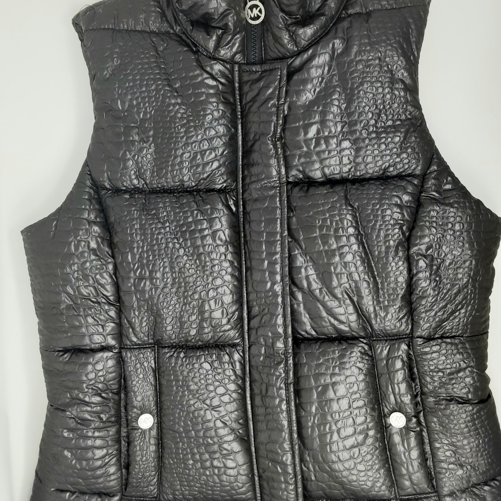 Michael Kors Snakeskin Black Puffer Vest - Picture 3 of 8